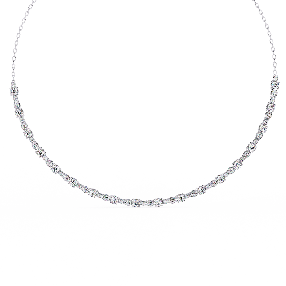 3.25 CT Oval And Round Cut Lab Grown Stunning Diamond Necklace For Daily Wear - HIGHCARAT DIAMONDS