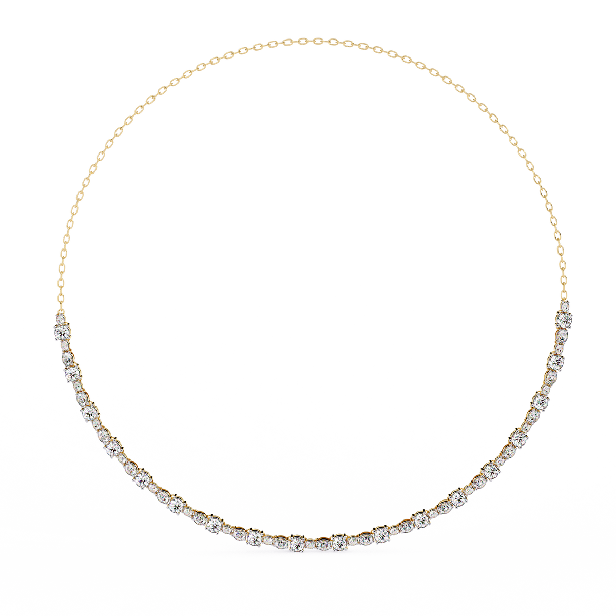 3.25 CT Oval And Round Cut Lab Grown Stunning Diamond Necklace For Daily Wear - HIGHCARAT DIAMONDS