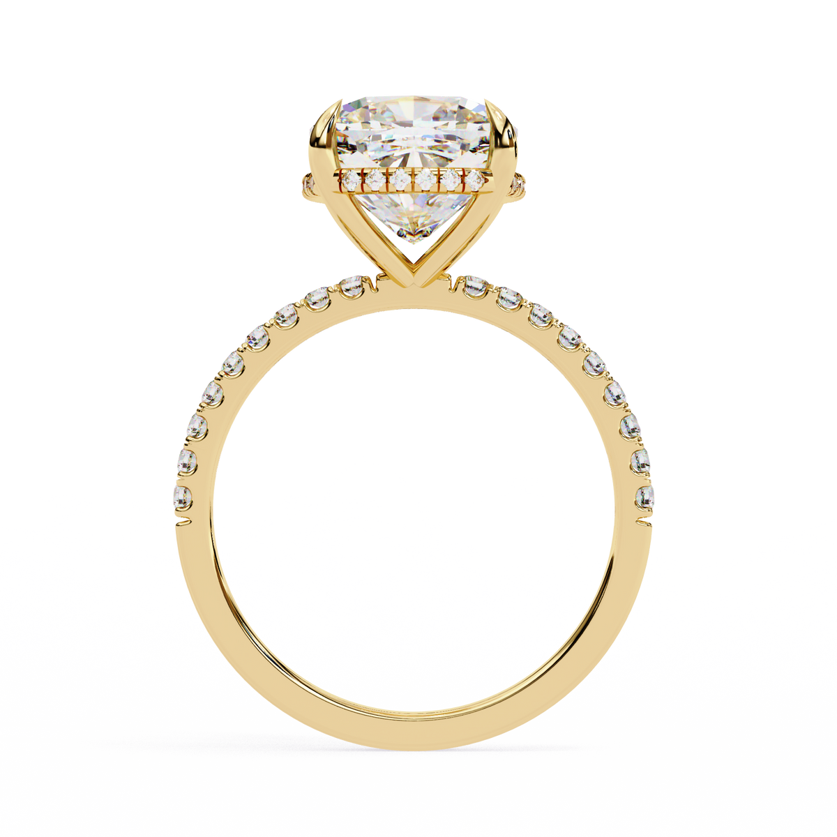 3.53 Ct Cushion And Round Cut 14k Solid Gold Diamond Pave Set Vintage Proposal Ring - HIGHCARAT DIAMONDS