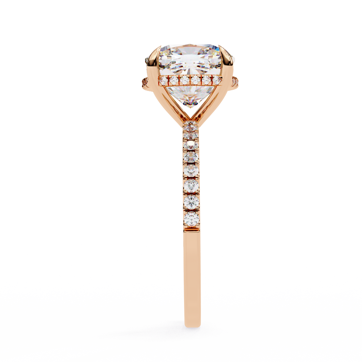 3.53 Ct Cushion And Round Cut 14k Solid Gold Diamond Pave Set Vintage Proposal Ring - HIGHCARAT DIAMONDS