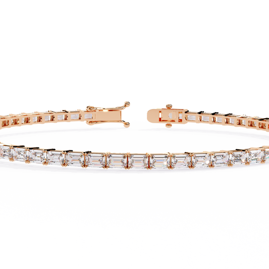 3.53Ct Emerald Cut Top Grade Lab Grown Diamond Unique Art Deco Dainty Engagement Tennis Bracelet Gift For Her - HIGHCARAT DIAMONDS