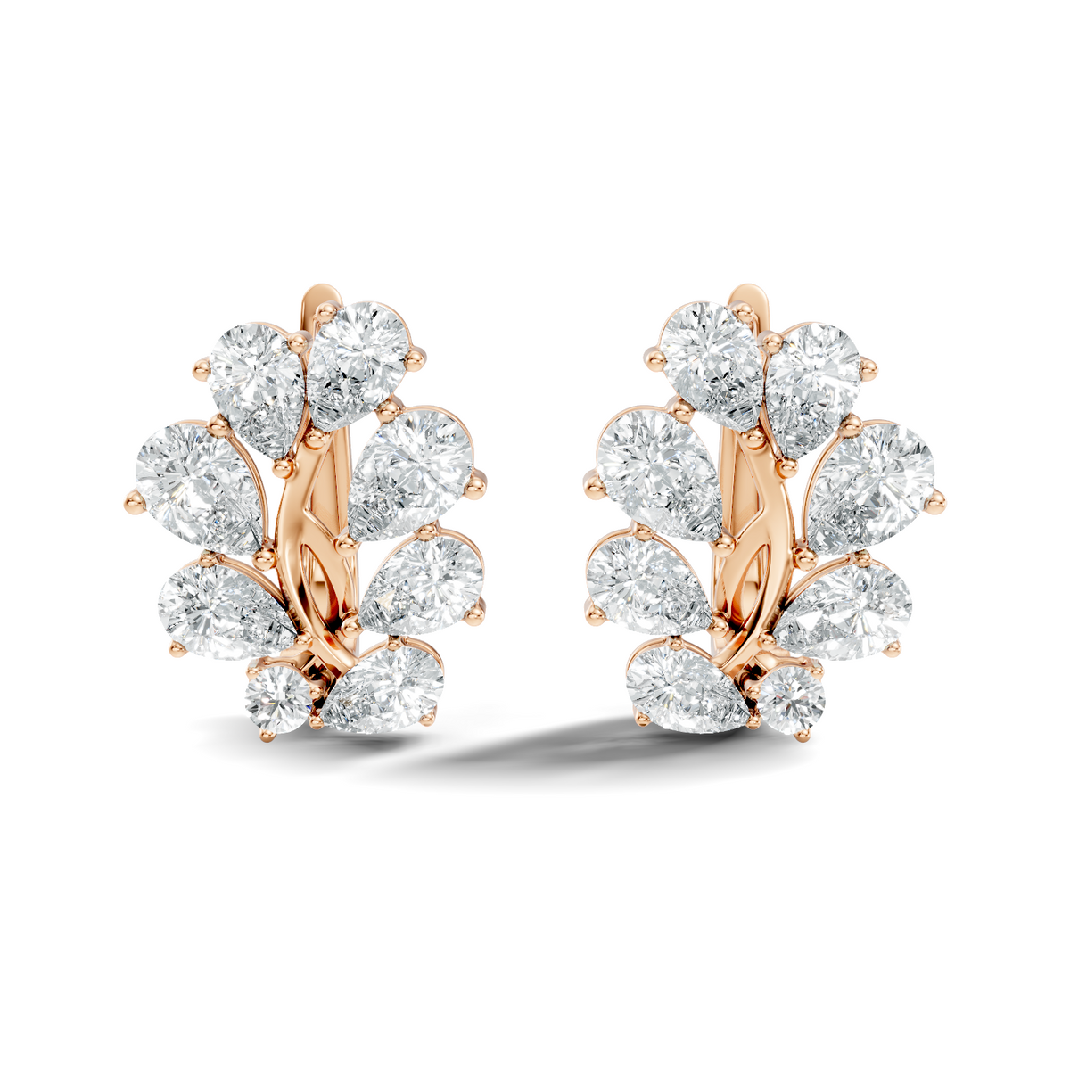 3.58 Carat Pear Cut Labgrown Diamond Stud Earring Vintage Stacking Floral Designed Dainty Earring Gift For Women's - HIGHCARAT DIAMONDS