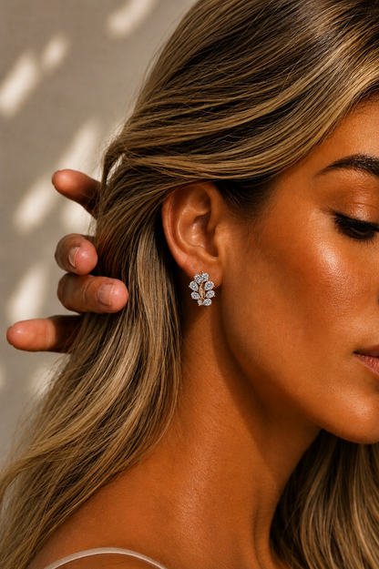 3.58 Carat Pear Cut Lab Grown Diamond Cluster Stud Earring - HIGHCARAT DIAMONDS #wearthelook