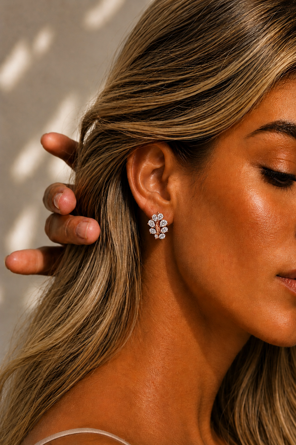 3.58 Carat Pear Cut Lab Grown Diamond Cluster Stud Earring - HIGHCARAT DIAMONDS #wearthelook