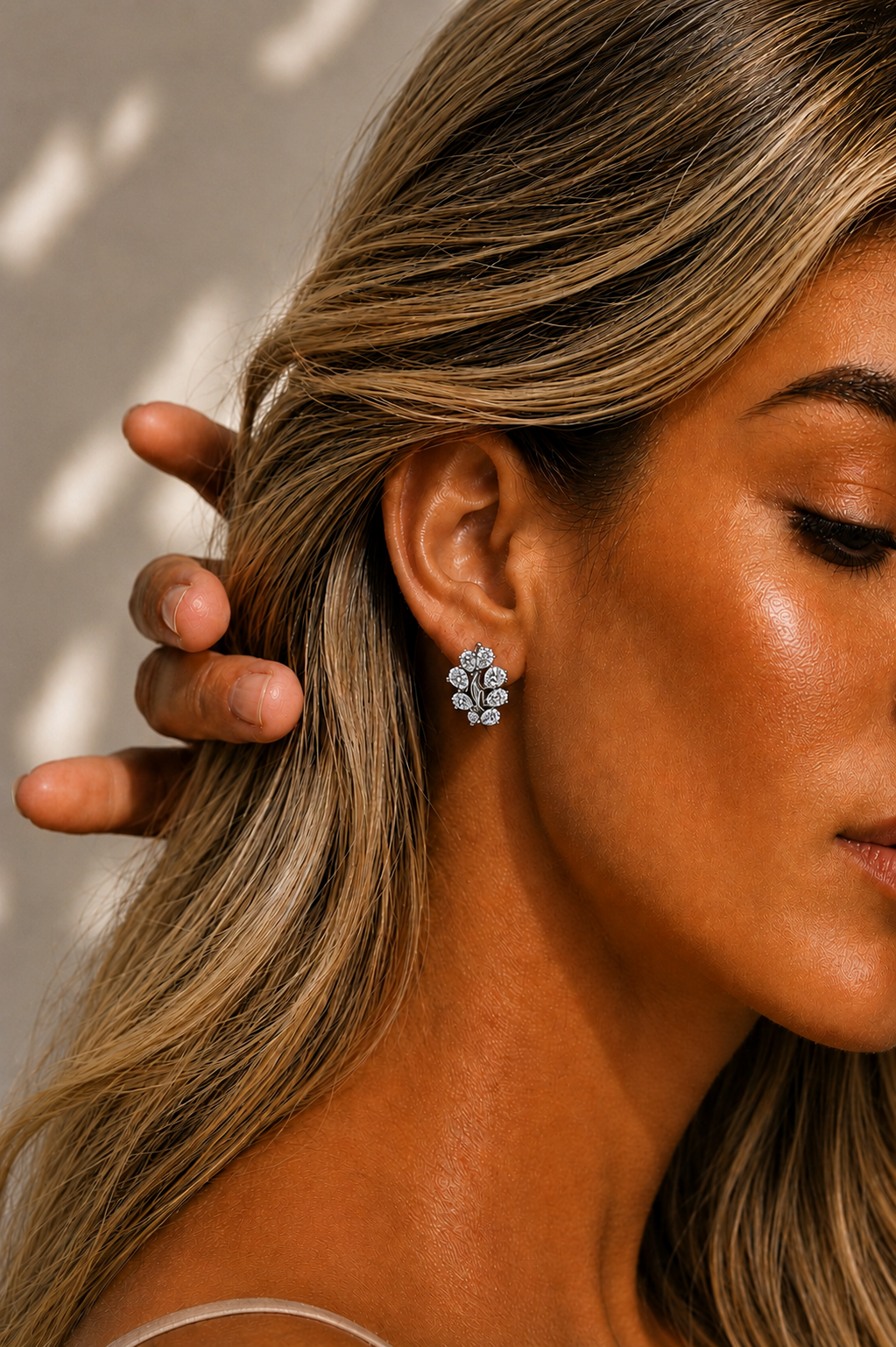 3.58 Carat Pear Cut Lab Grown Diamond Cluster Stud Earring - HIGHCARAT DIAMONDS #wearthelook