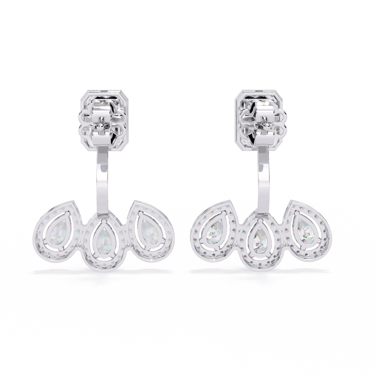 3.60Ct Cluster Emerald, Pear And Round Cut lab Grown Diamond Halo Style Minimalist Sparkling Earring Someone Special Gift - HIGHCARAT DIAMONDS