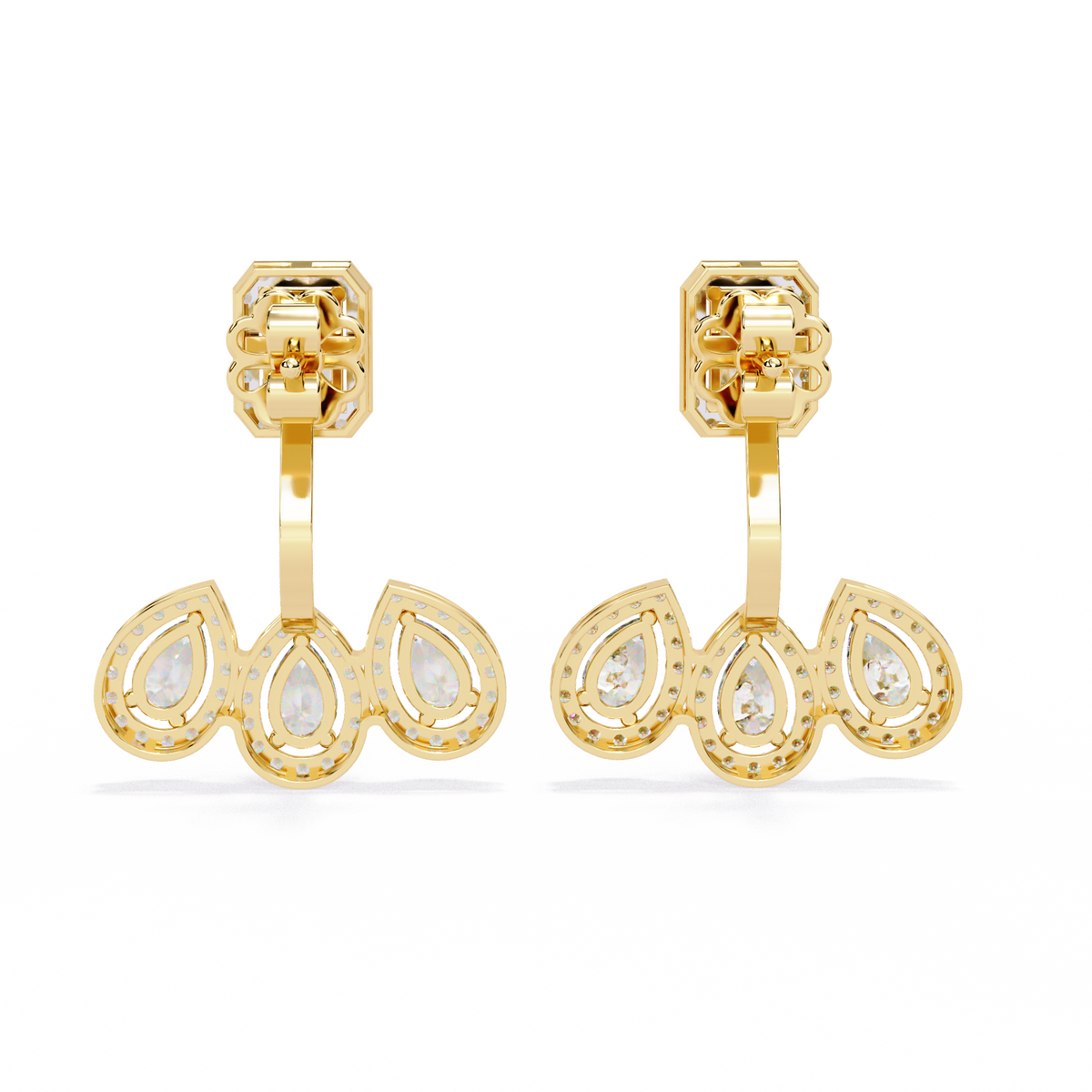 3.60Ct Cluster Emerald, Pear And Round Cut lab Grown Diamond Halo Style Minimalist Sparkling Earring Someone Special Gift - HIGHCARAT DIAMONDS
