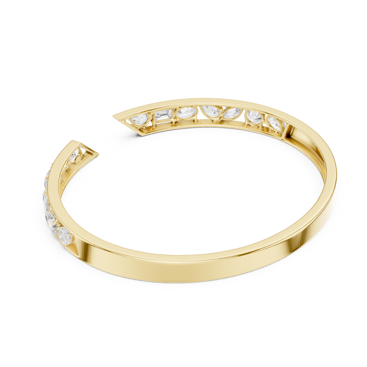 3.70Ct Multi Shape Lab Grown Diamond Vintage Minimalist Bangle Bracelet - HIGHCARAT DIAMONDS