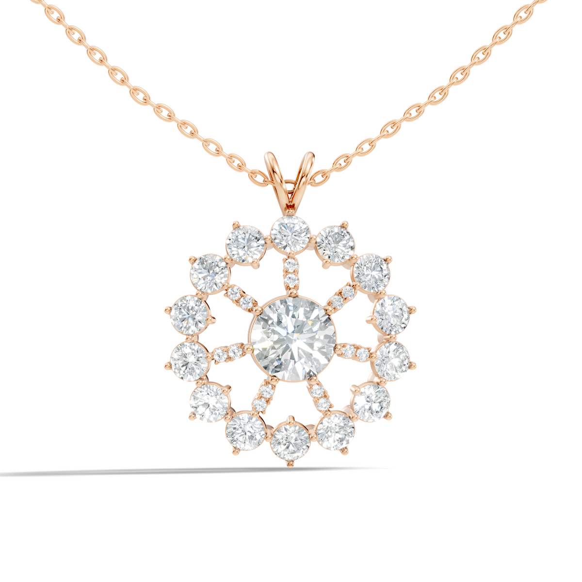 Elegant 3.75 Ct Round Cut Lab Grown Diamond Necklace in Solid White Gold - HIGHCARAT DIAMONDS