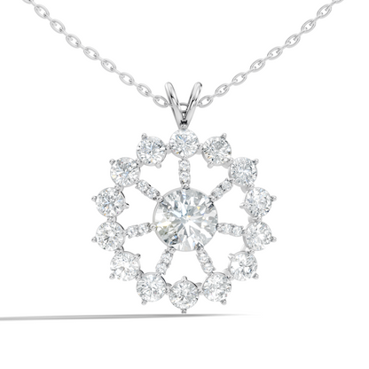Elegant 3.75 Ct Round Cut Lab Grown Diamond Necklace in Solid White Gold - HIGHCARAT DIAMONDS