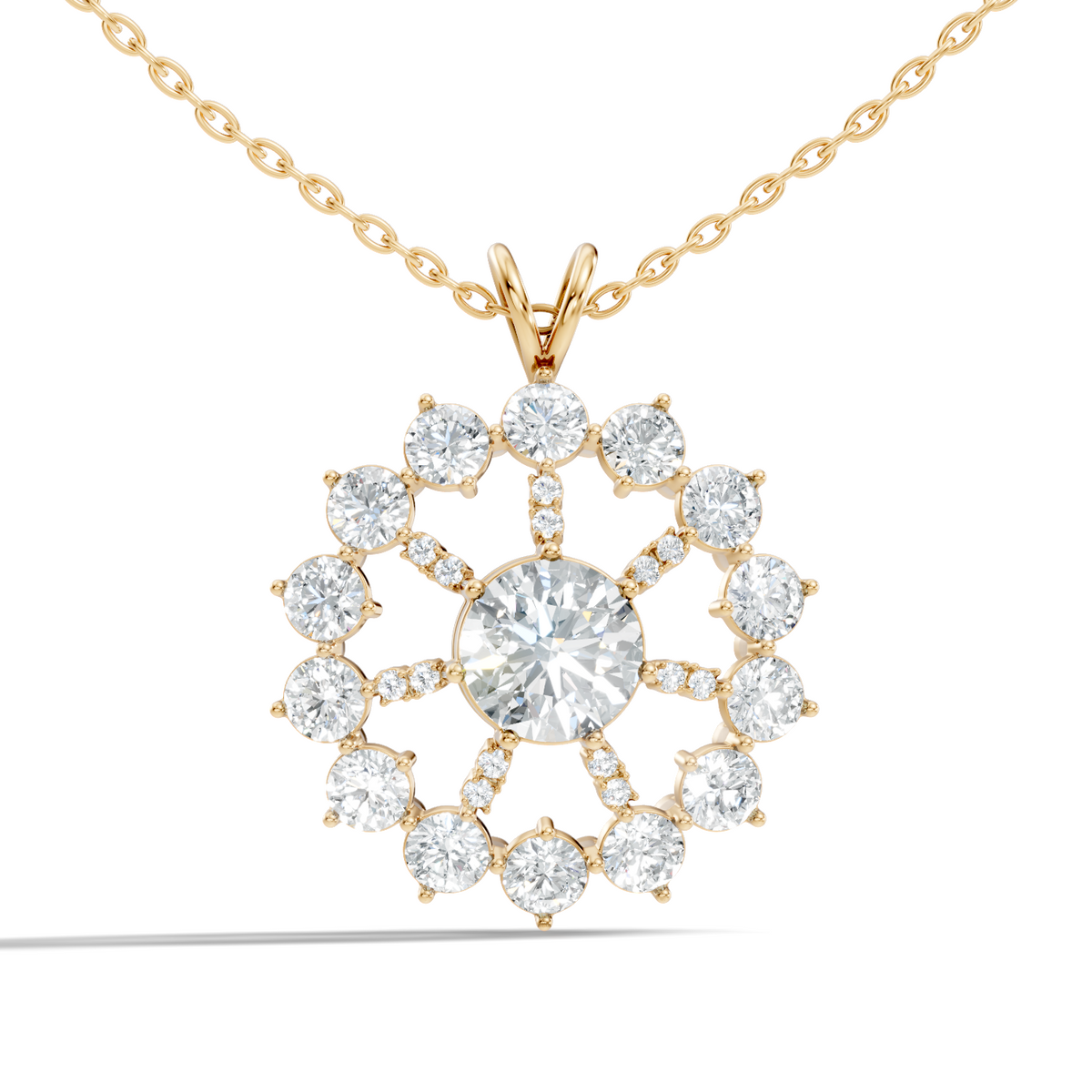 Elegant 3.75 Ct Round Cut Lab Grown Diamond Necklace in Solid White Gold - HIGHCARAT DIAMONDS