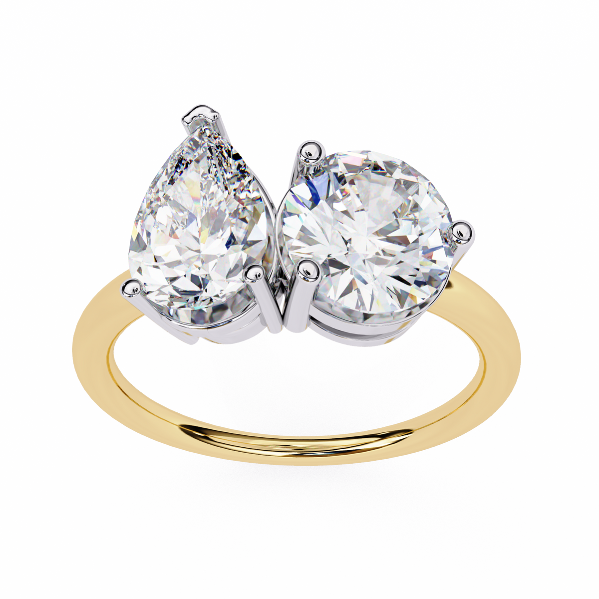 3.80 Ct Pear And Round Cut Diamond 14k,10k Solid Gold Statement fabulous anniversary Diamond ring - HIGHCARAT DIAMONDS