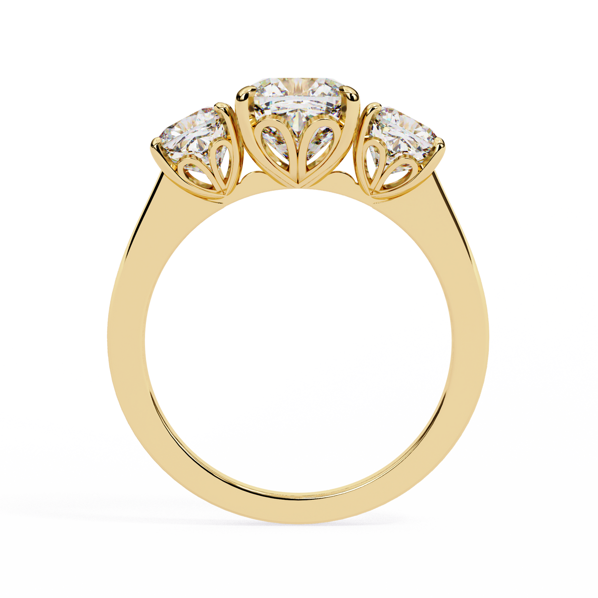 3.96 CT Cushion Cut Lab Grown Diamond Cluster Delicate Vintage Three Stone Ring for daily wear - HIGHCARAT DIAMONDS
