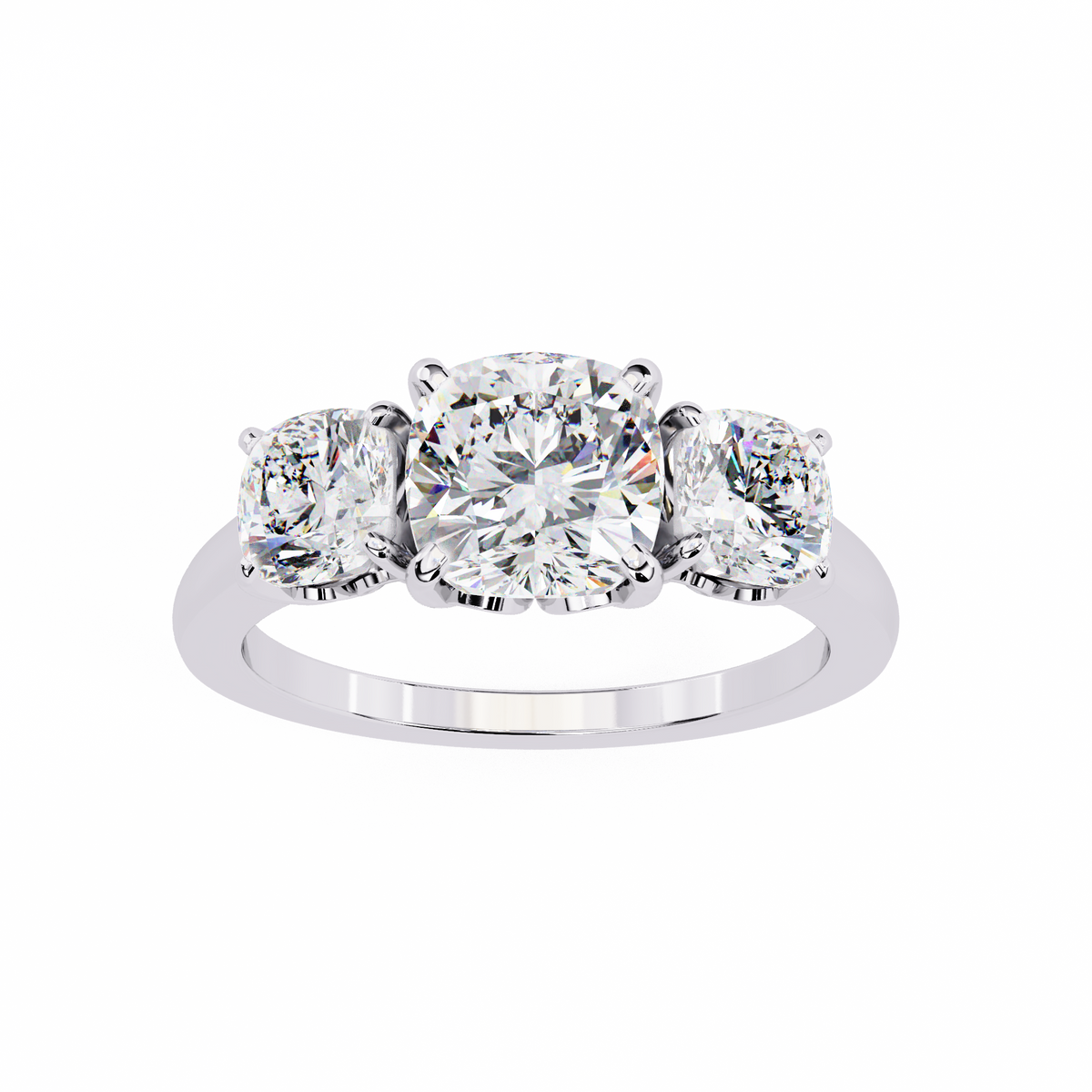 3.96 CT Cushion Cut Lab Grown Diamond Cluster Delicate Vintage Three Stone Ring for daily wear - HIGHCARAT DIAMONDS