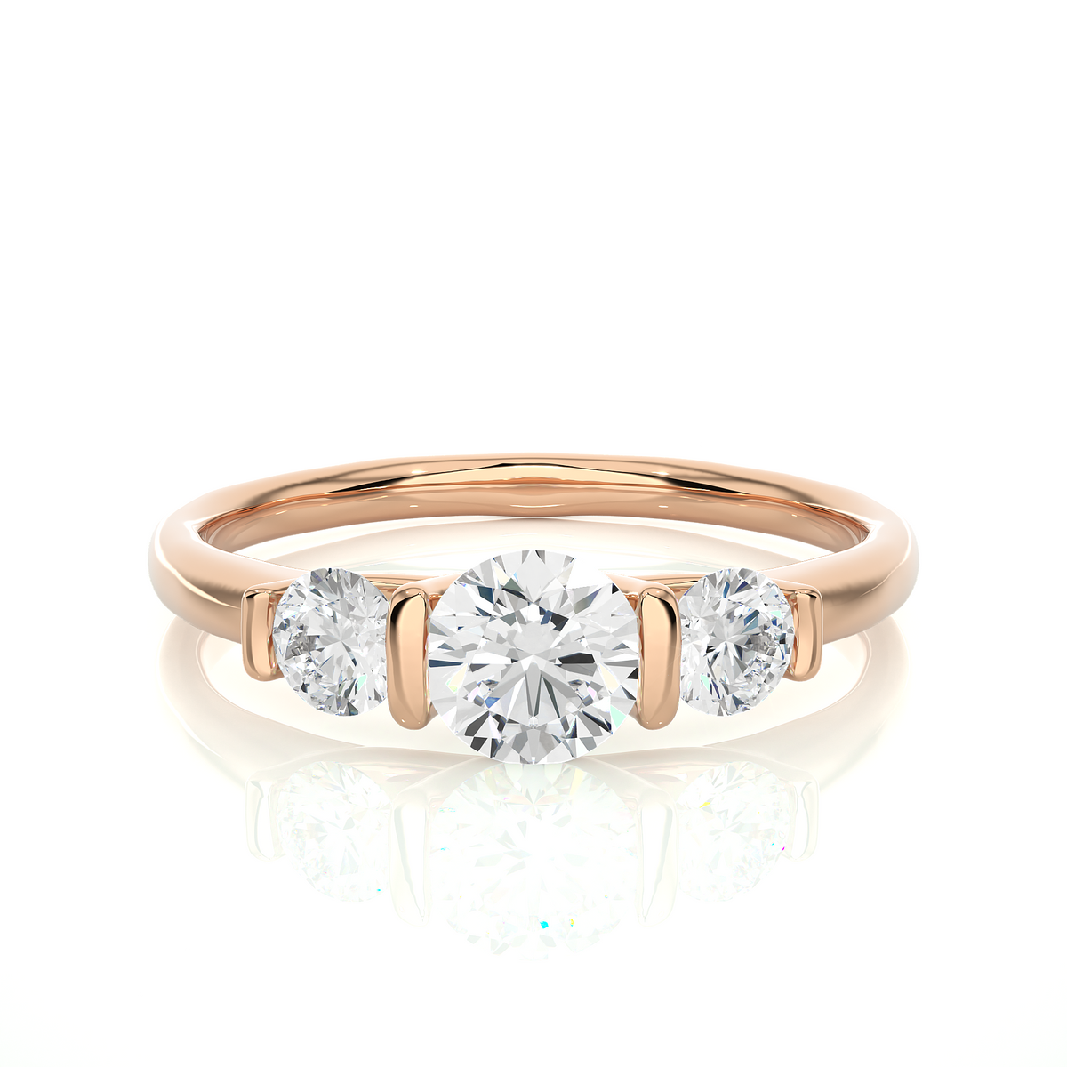 3 Stone Engagement Carat 10K Solid Gold lab Grown Diamond Ring, Perfect Anniversary Gift For Her - HIGHCARAT DIAMONDS