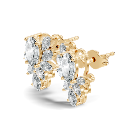 Oval and Pear Cut Lab Grown Diamond Unique Prong Stud Earring