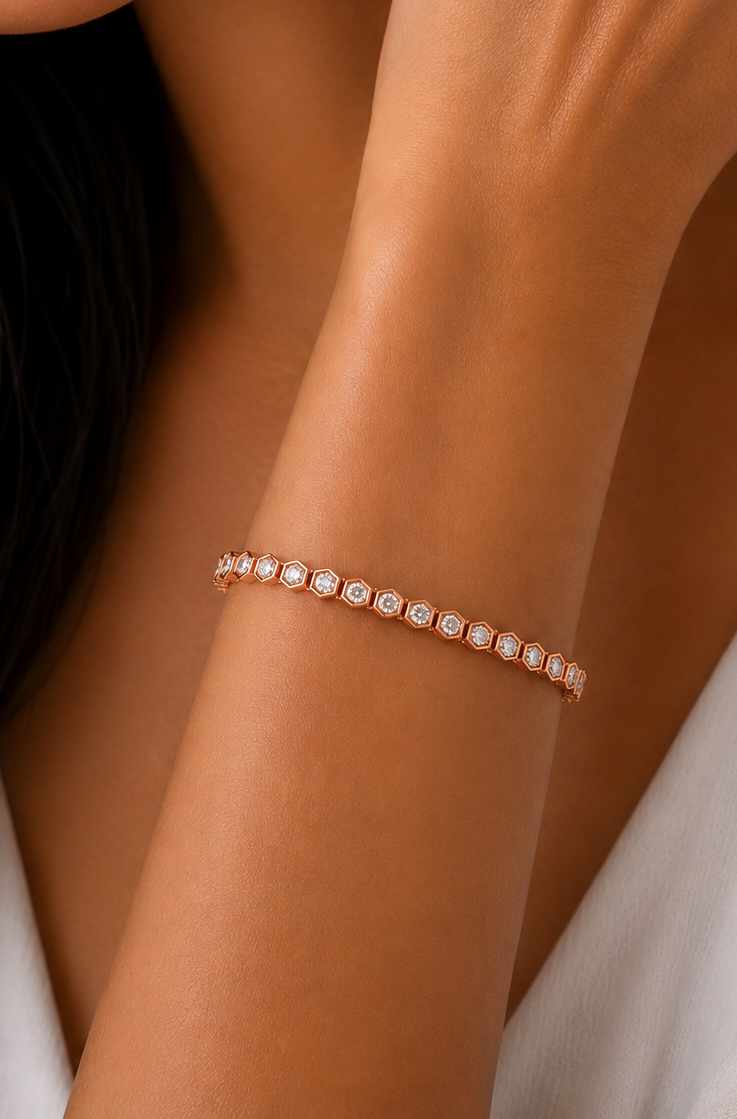 1.09 Ct Hexagon Lab Grown Diamond Tennis Bracelet