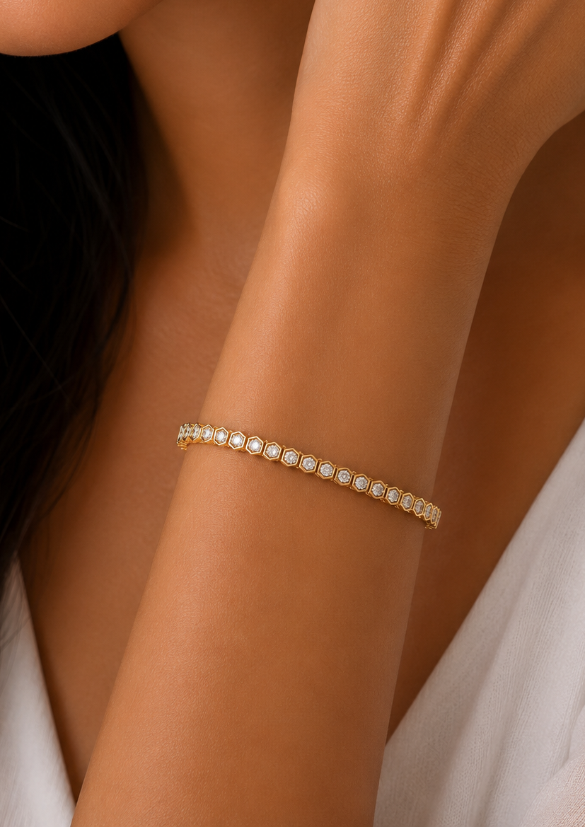1.09 Ct Hexagon Lab Grown Diamond Tennis Bracelet