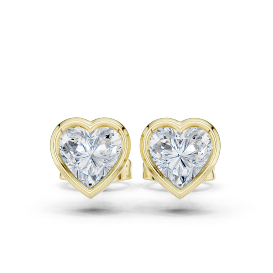 Heart Cut Lab Grown Diamond Vintage Stud Earrings