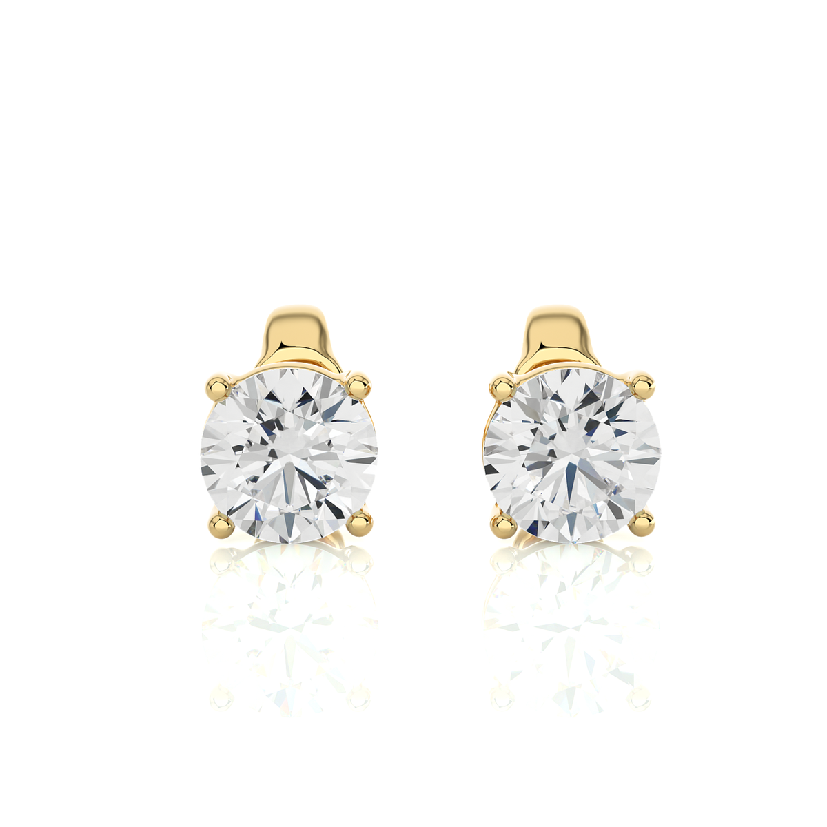 14K White Gold Round Solitaire Stud Earrings