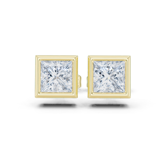 Princess Cut Lab Grown Diamond Vintage Stud Earrings