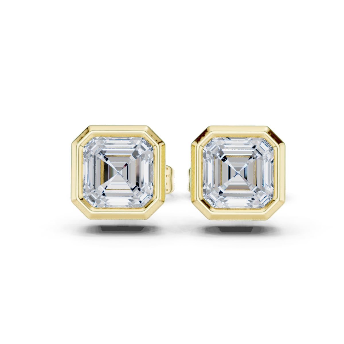 Asscher Cut Lab Grown Diamond Gold Stud Earrings