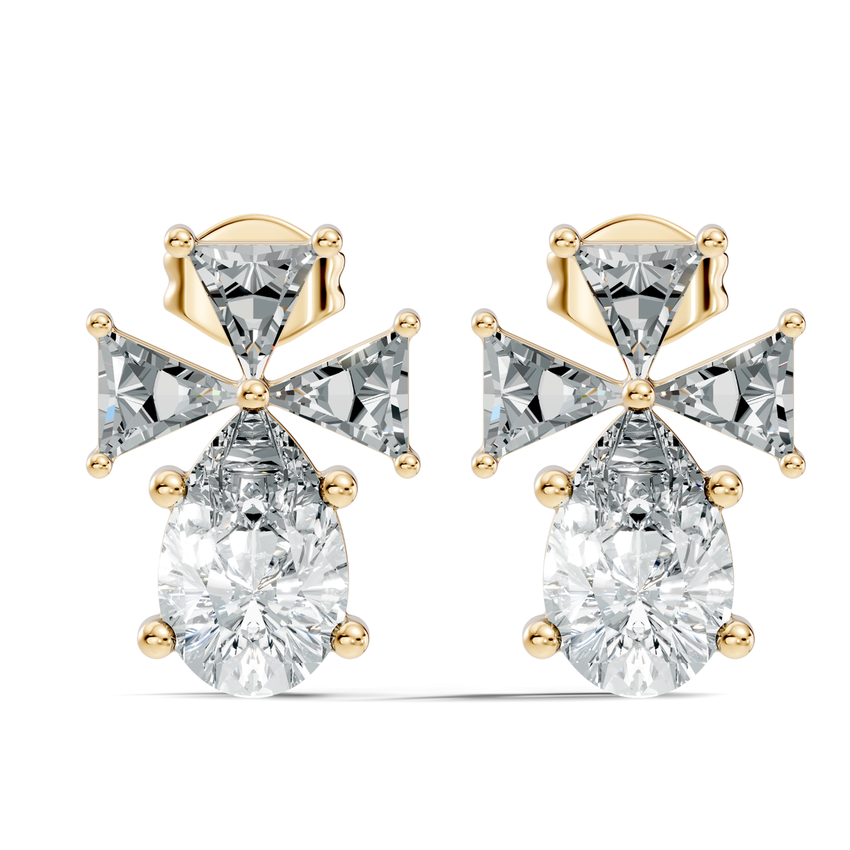 Triangle & Pear Lab Grown Diamond Vinatge Stud Earring
