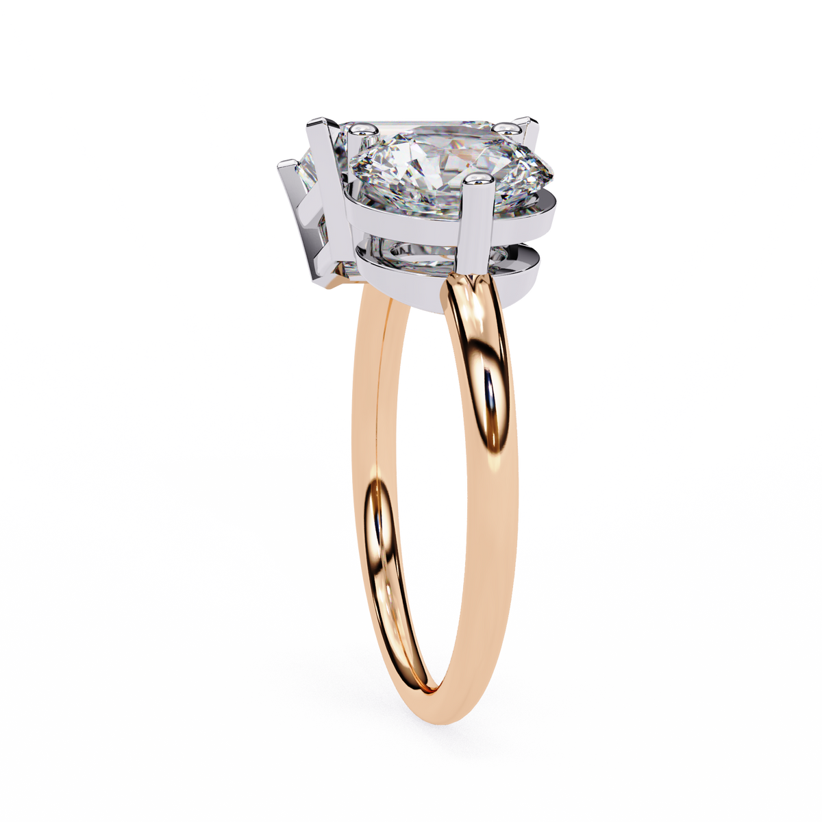 4.04 CT Emerald And Round Cut Lab Grown Diamond Cluster 10k Solid White Gold Two Stone Diamond Ring - HIGHCARAT DIAMONDS