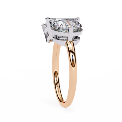 4.04 CT Emerald And Round Cut Lab Grown Diamond Cluster 10k Solid White Gold Two Stone Diamond Ring - HIGHCARAT DIAMONDS