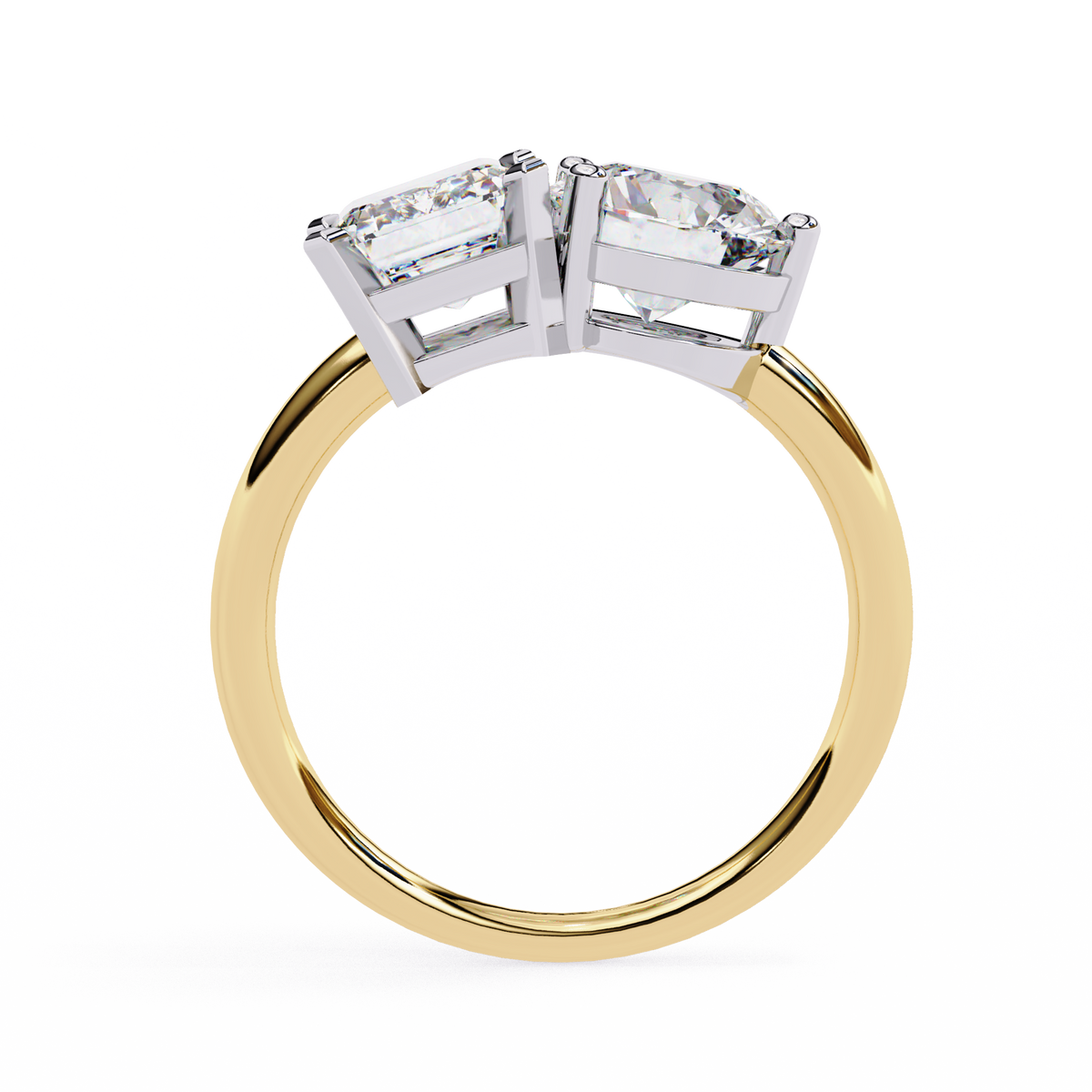 4.04 CT Emerald And Round Cut Lab Grown Diamond Cluster 10k Solid White Gold Two Stone Diamond Ring - HIGHCARAT DIAMONDS