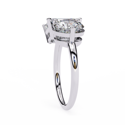 4.04 CT Emerald And Round Cut Lab Grown Diamond Cluster 10k Solid White Gold Two Stone Diamond Ring - HIGHCARAT DIAMONDS
