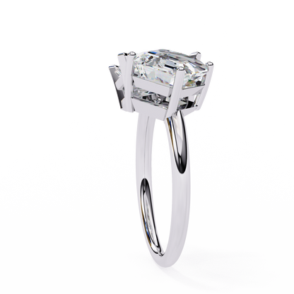 4.17 CT Radiant And Ascher Cut Lab Grown Diamond Unique Two Stone Sparkling Ring for her - HIGHCARAT DIAMONDS