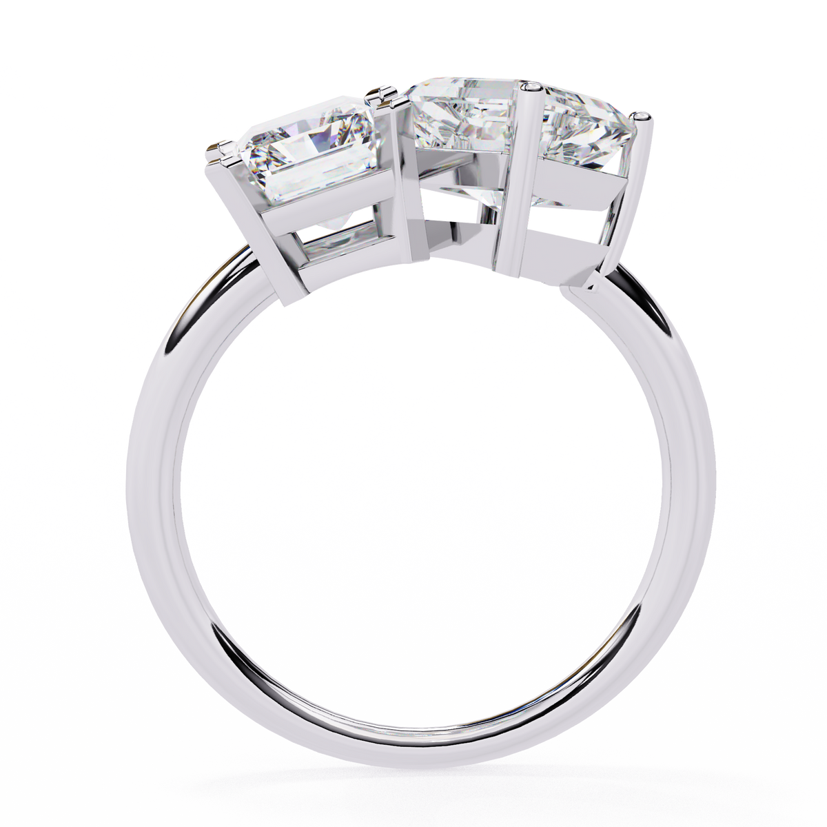 4.17 CT Radiant And Ascher Cut Lab Grown Diamond Unique Two Stone Sparkling Ring for her - HIGHCARAT DIAMONDS