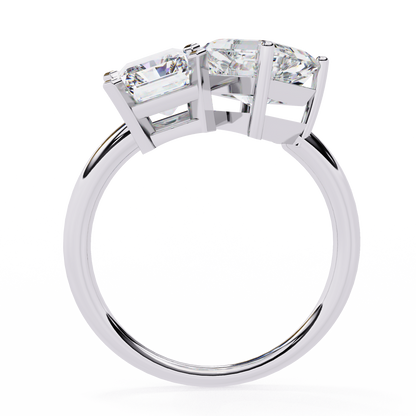 4.17 CT Radiant And Ascher Cut Lab Grown Diamond Unique Two Stone Sparkling Ring for her - HIGHCARAT DIAMONDS