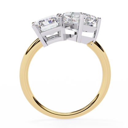 4.17 CT Radiant And Ascher Cut Lab Grown Diamond Unique Two Stone Sparkling Ring for her - HIGHCARAT DIAMONDS