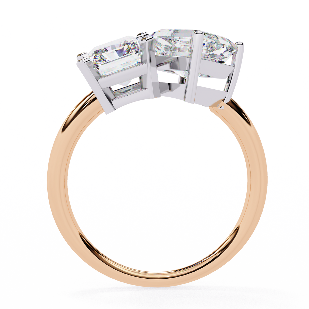 4.17 CT Radiant And Ascher Cut Lab Grown Diamond Unique Two Stone Sparkling Ring for her - HIGHCARAT DIAMONDS