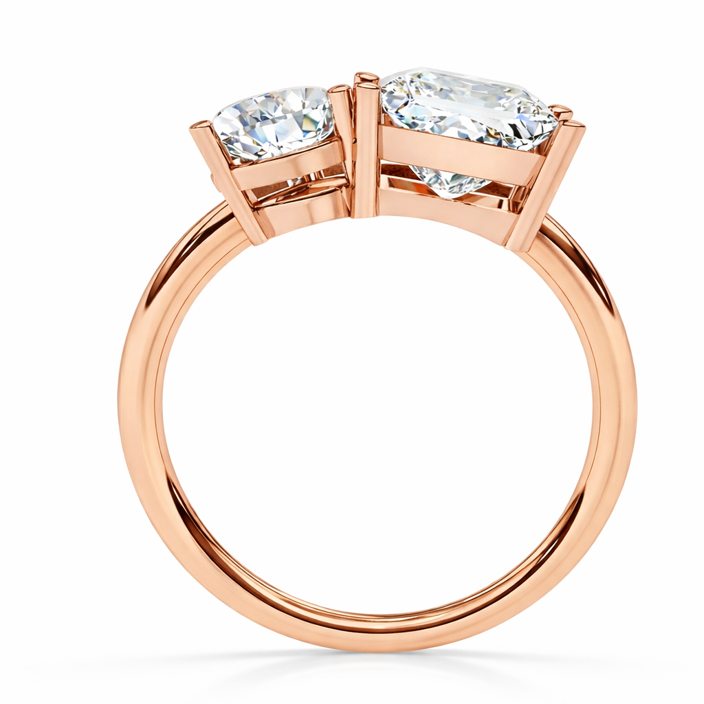 4.30 CT Pear And Princess Cut Cluster Two Diamond Antique Cut Promise Diamond Ring - HIGHCARAT DIAMONDS