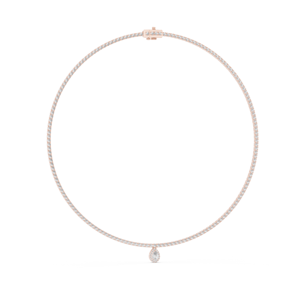 4.53 Ct Round & Pear Shape Lab Grown Solid vintage Diamond Necklace For Anniversary Gift - HIGHCARAT DIAMONDS