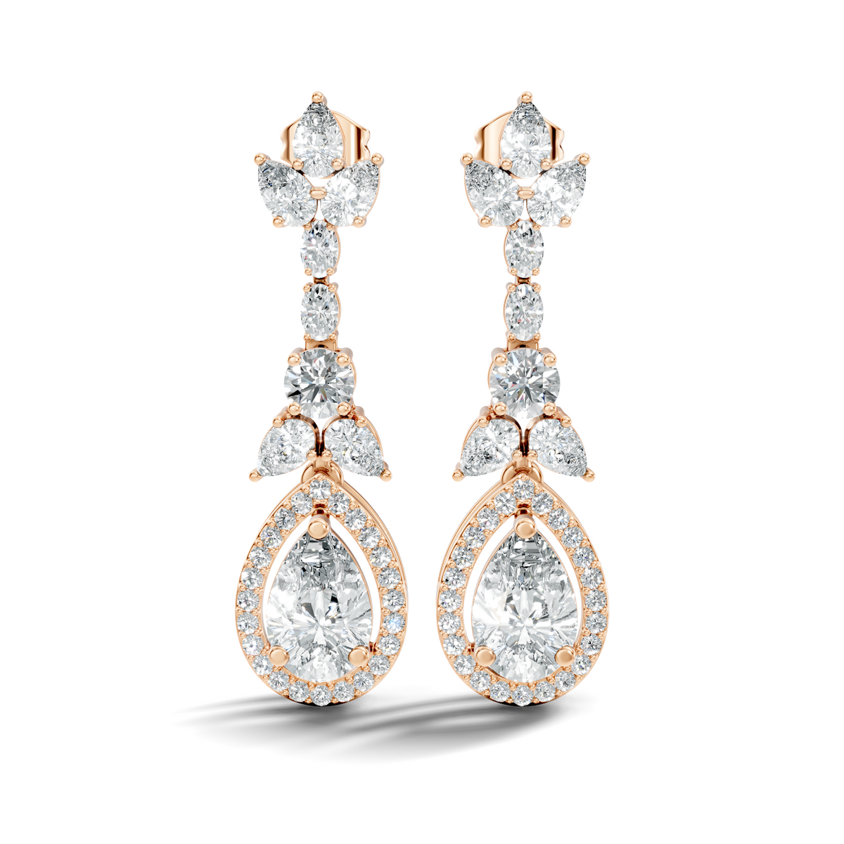 Three Type Stone Round,Oval, & Pear Shape Lab Grown Diamond 4.83 Ct Sparkling Diamond Earrings For Her - HIGHCARAT DIAMONDS