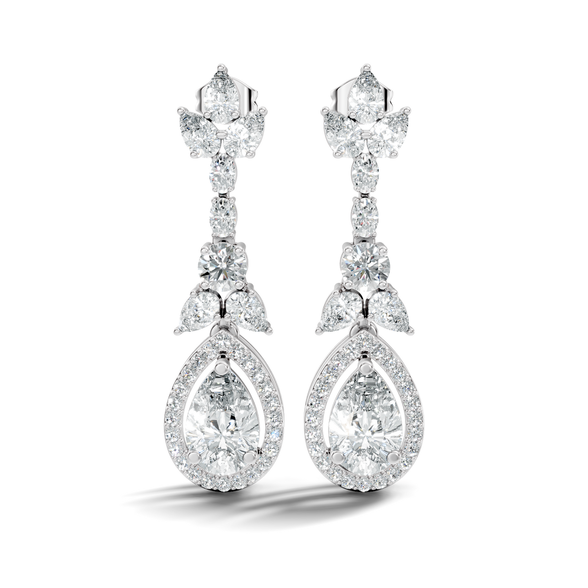 Three Type Stone Round,Oval, & Pear Shape Lab Grown Diamond 4.83 Ct Sparkling Diamond Earrings For Her - HIGHCARAT DIAMONDS