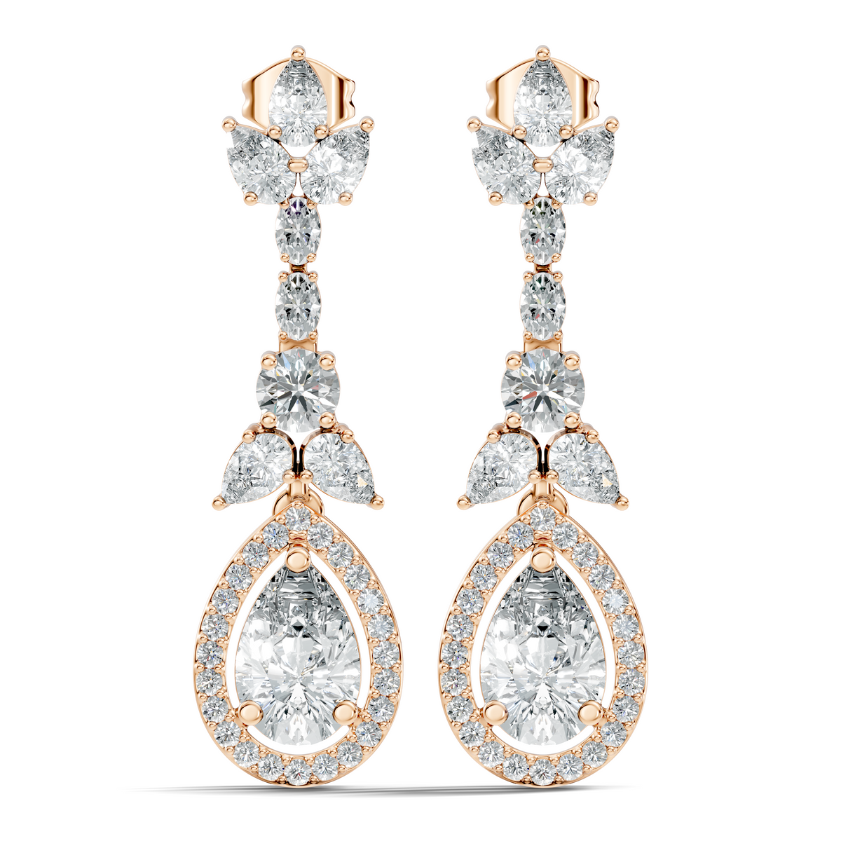Three Type Stone Round,Oval, & Pear Shape Lab Grown Diamond 4.83 Ct Sparkling Diamond Earrings For Her - HIGHCARAT DIAMONDS