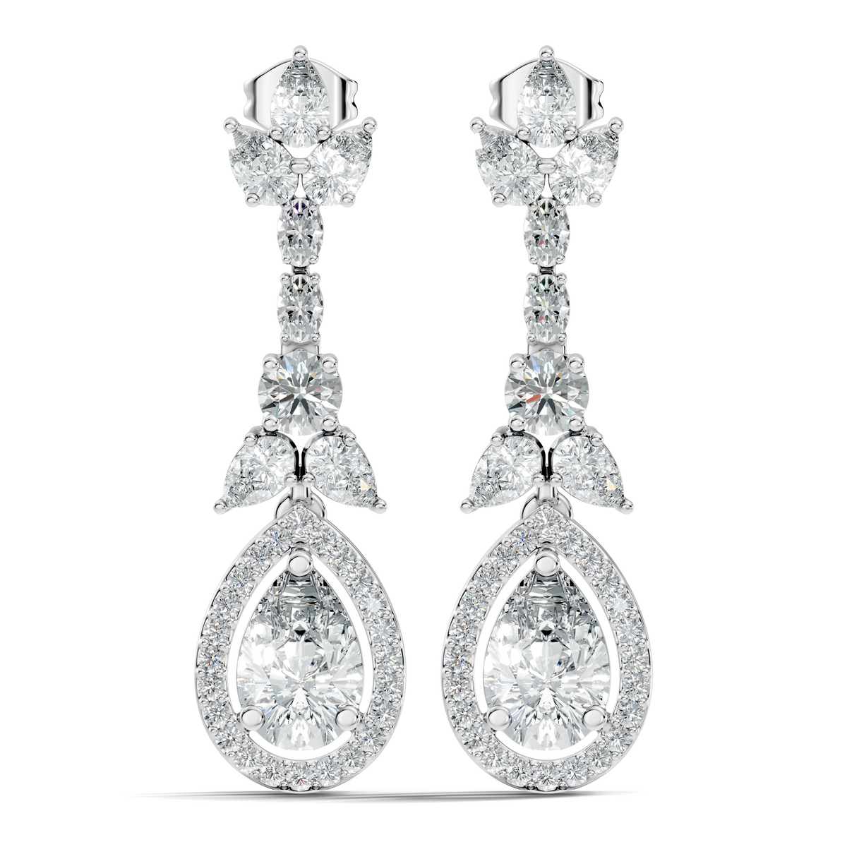 Three Type Stone Round,Oval, & Pear Shape Lab Grown Diamond 4.83 Ct Sparkling Diamond Earrings For Her - HIGHCARAT DIAMONDS