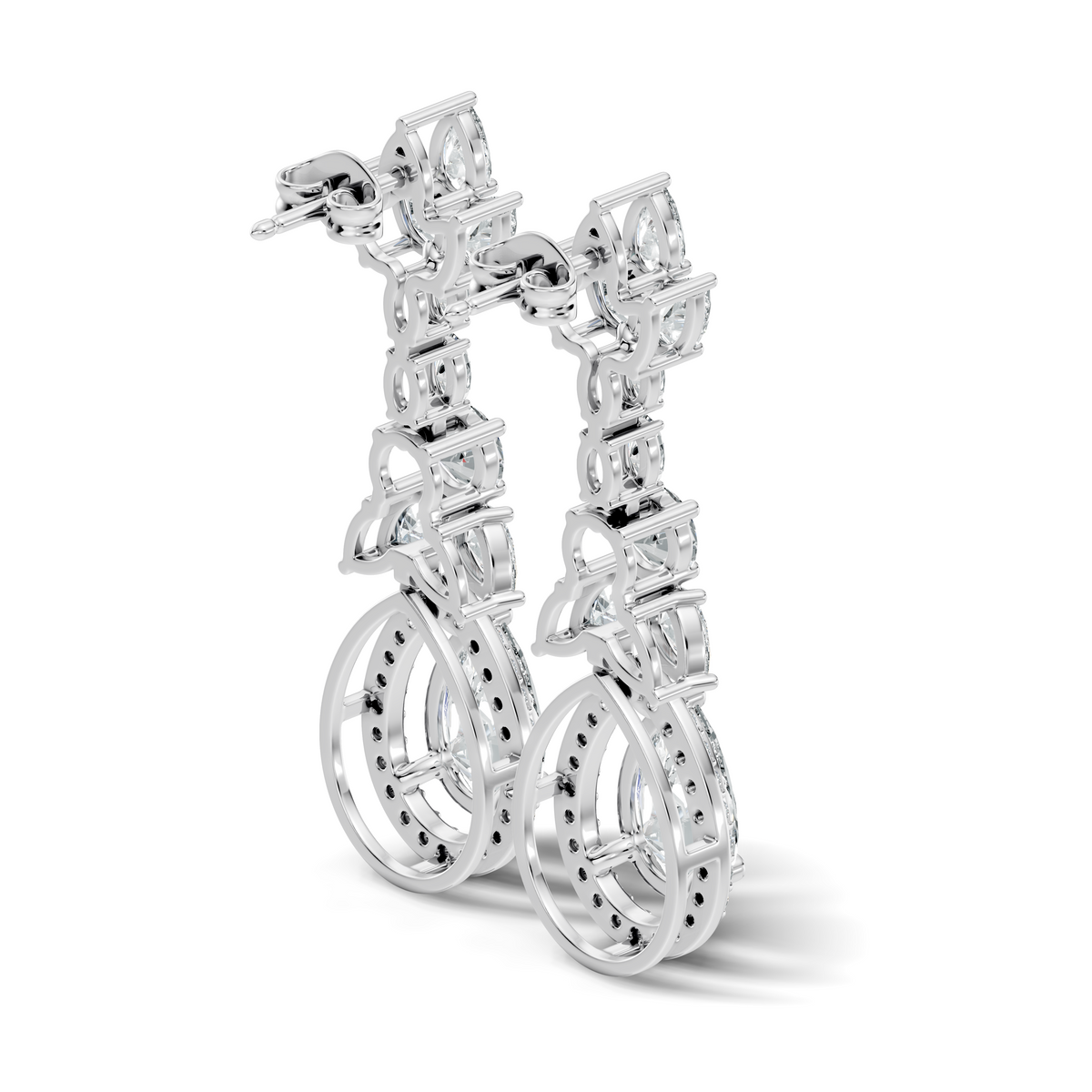 Three Type Stone Round,Oval, & Pear Shape Lab Grown Diamond 4.83 Ct Sparkling Diamond Earrings For Her - HIGHCARAT DIAMONDS