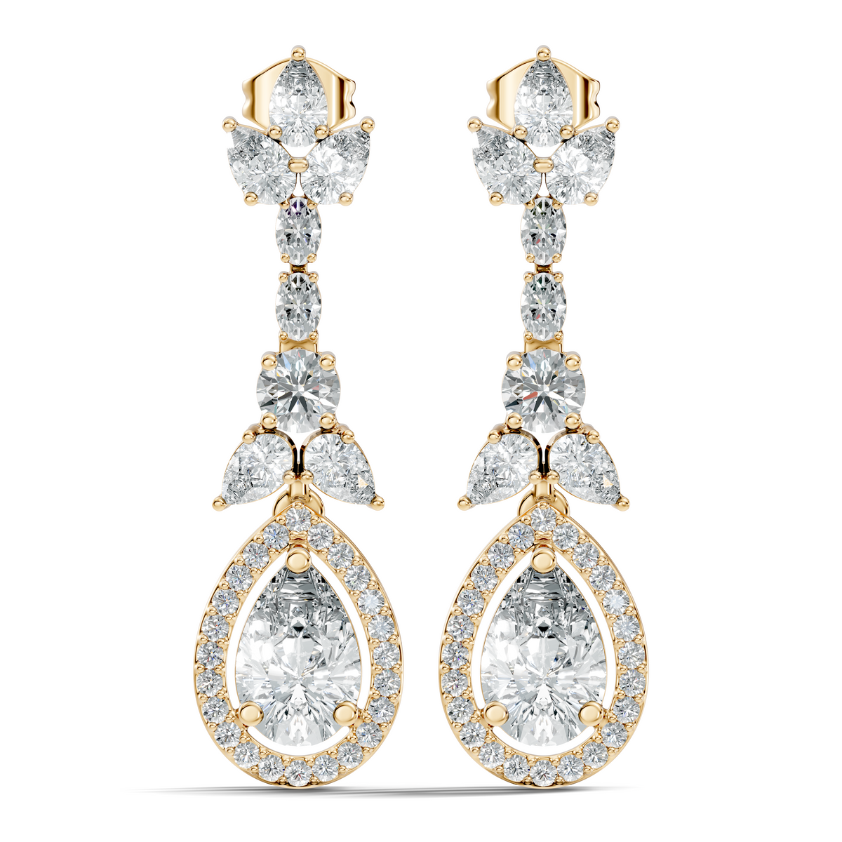 Three Type Stone Round,Oval, & Pear Shape Lab Grown Diamond 4.83 Ct Sparkling Diamond Earrings For Her - HIGHCARAT DIAMONDS