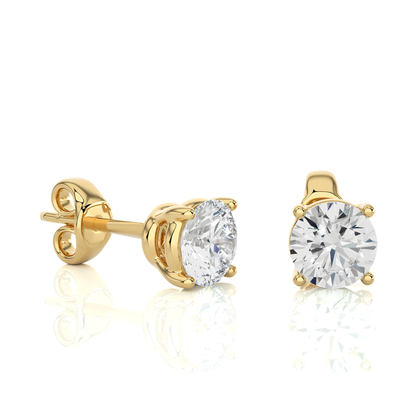 14K White Gold Round Solitaire Stud Earrings