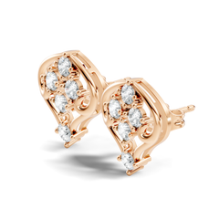 Lab Grown Round Cut Diamond Vintage Scroll Cluster Stud Earring