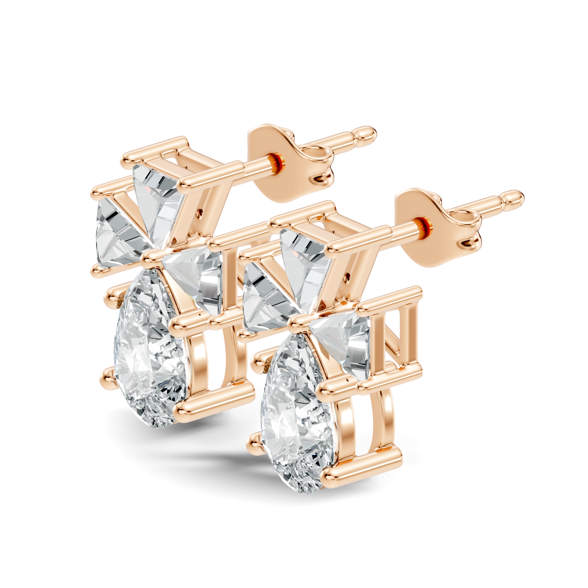 Triangle & Pear Lab Grown Diamond Vinatge Stud Earring