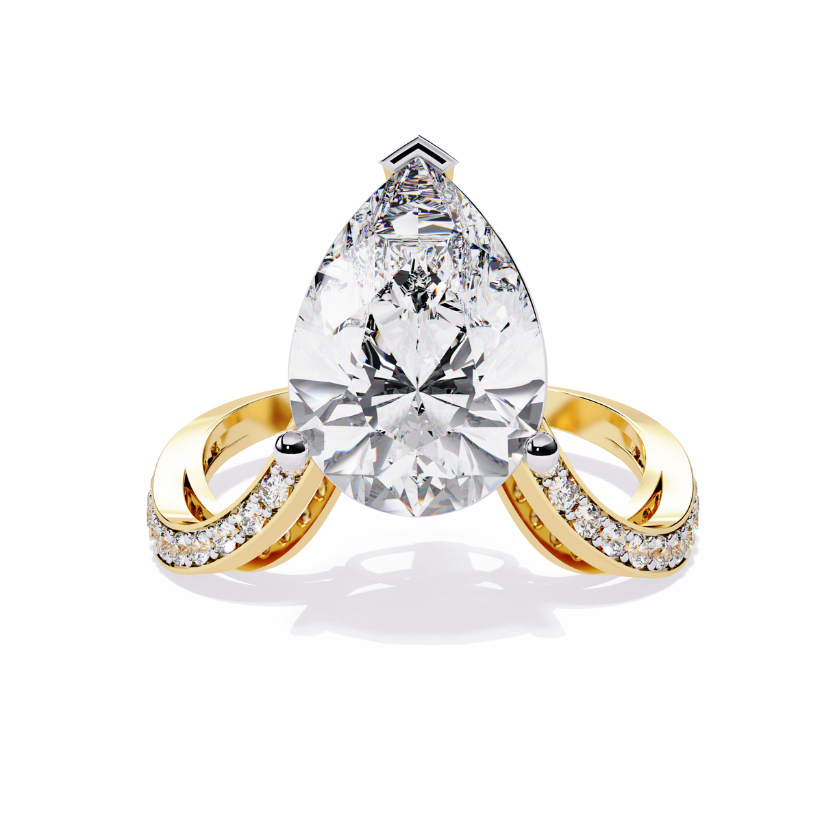 5.00Ct Pear And Round Cut White Colorless Diamond V Shape Antique Classic Stunning Wedding Ring Gift For Women's - HIGHCARAT DIAMONDS