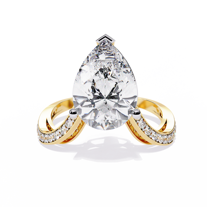 5.00Ct Pear And Round Cut White Colorless Diamond V Shape Antique Classic Stunning Wedding Ring Gift For Women's - HIGHCARAT DIAMONDS
