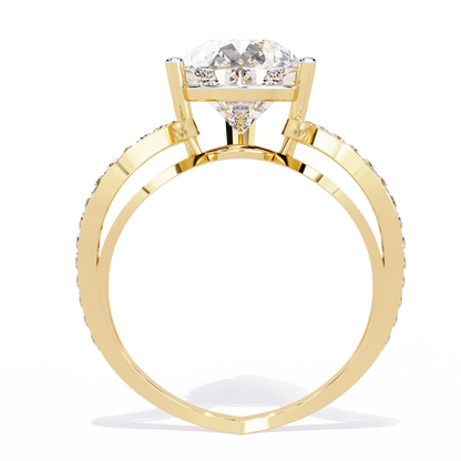 5.00Ct Pear And Round Cut White Colorless Diamond V Shape Antique Classic Stunning Wedding Ring Gift For Women's - HIGHCARAT DIAMONDS